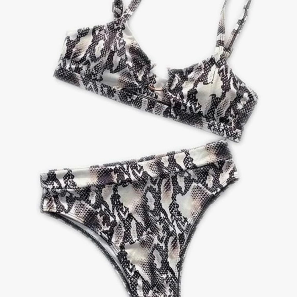 Black and White Snake Print Bikini
